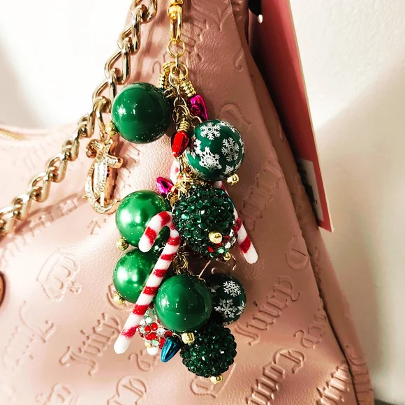 Christmas Bag Charm, Bubblegum Beads, Candy Cane, Stanley Cup - Picture 5 of 5